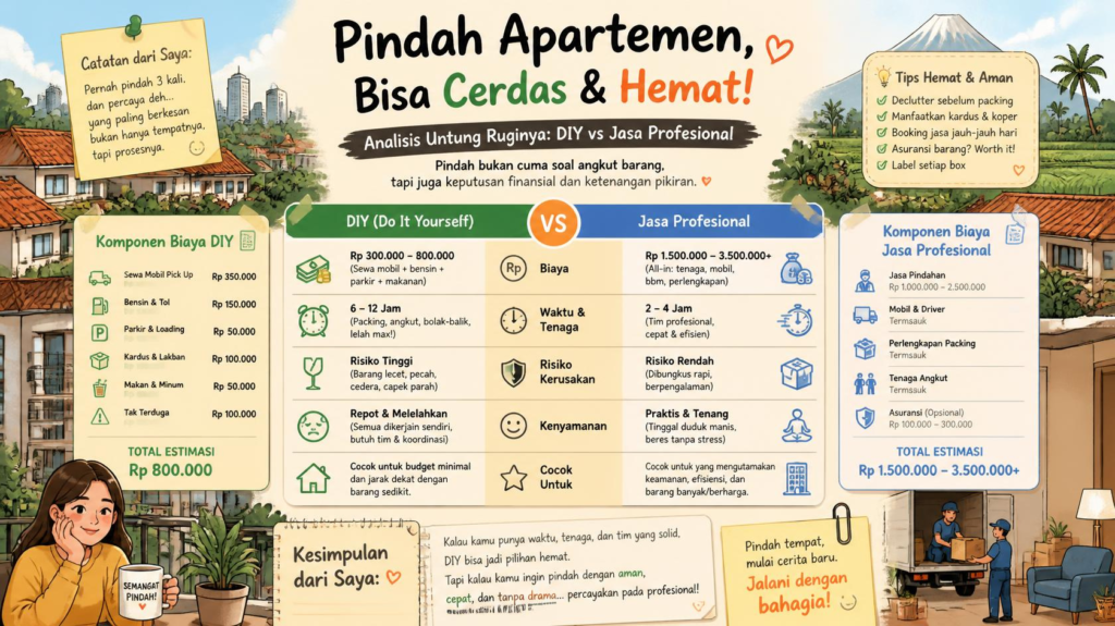 Pindahan Apartemen Sendiri atau Pakai Jasa Ini Hitungan Untung Ruginya!